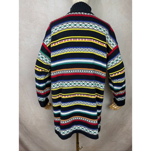 Vintage Striped Sweater 100% Cotton Size Medium 1980s - Picture 4 of 6